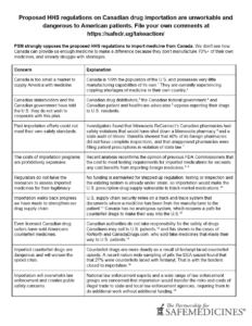 Thumbnail image of PSM HHS one pager on dangers of Canadian drug importation.