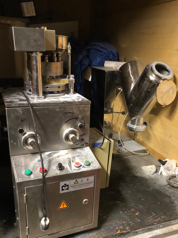 Pill press machine seized by Quincy, Massachusetts police, January 2021.