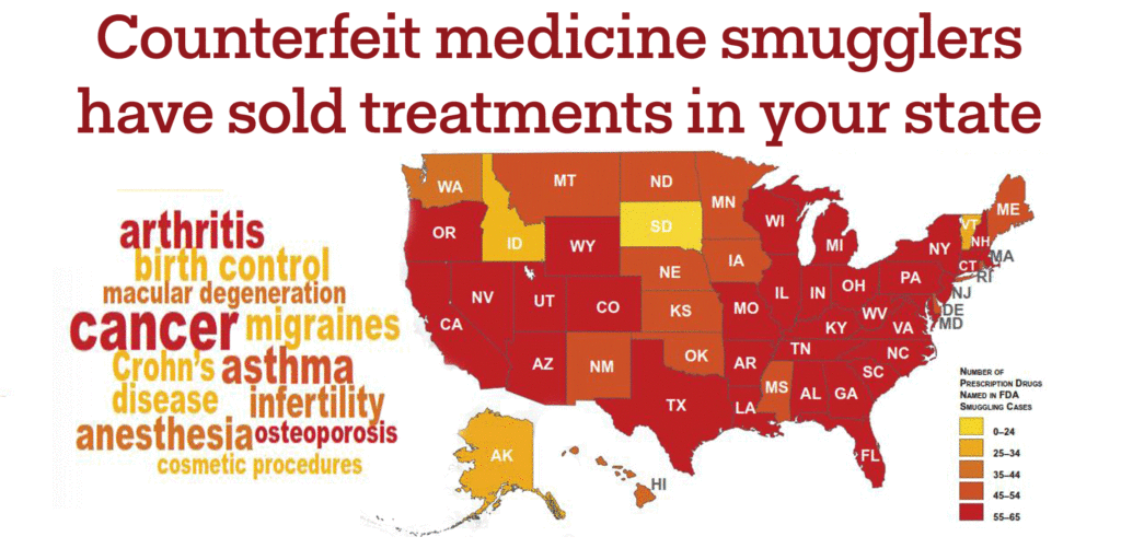 2017 Counterfeit Medicine Count Map