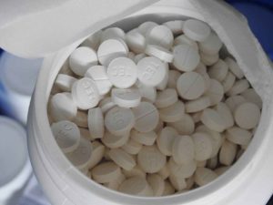 Close up of counterfeit oxycodone seized in Ontario, CA, June 2020