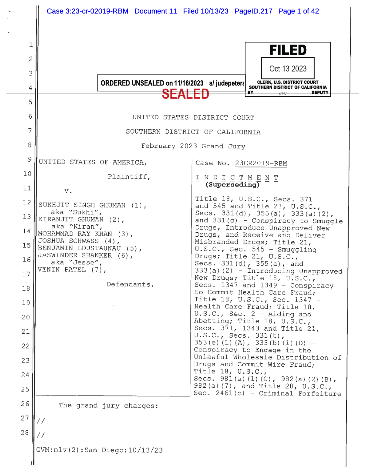 Superseding USA v Ghuman et al