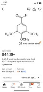 An Etsy listing for a chemical that's used to make psychoactive drugs like MDMA.