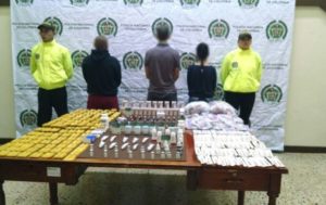 Confiscated drugs on a table in Columbia