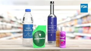 Image of hand sanitizers in beverage containers