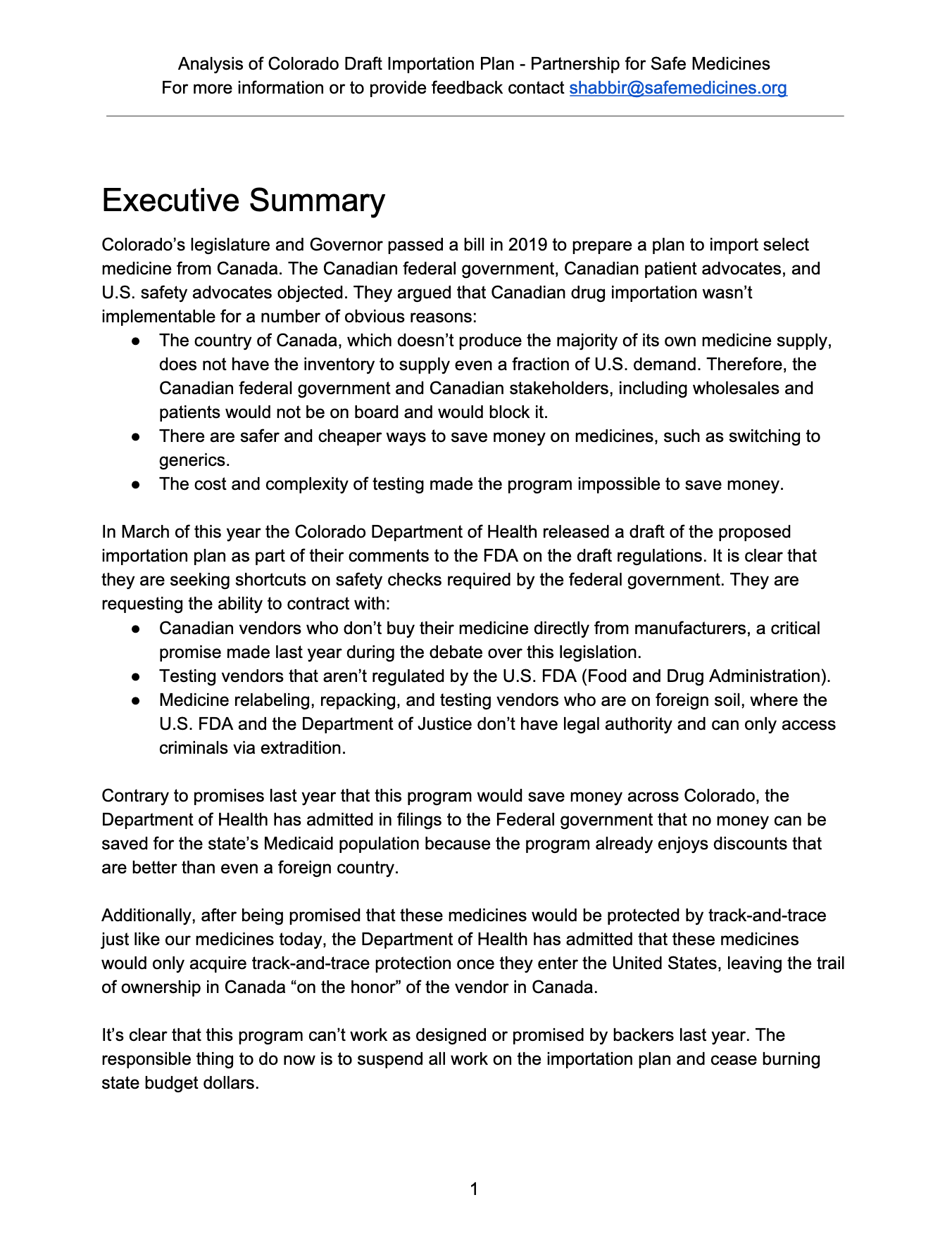 first page of colorado SIP analysis