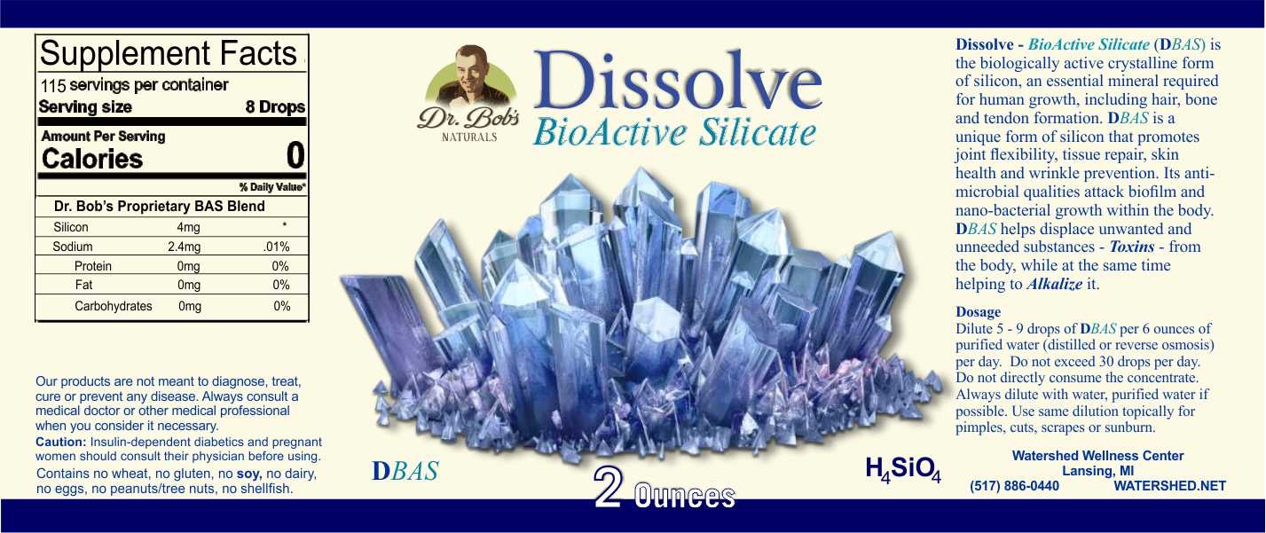 Product label for Dissolve BioActive Silicate