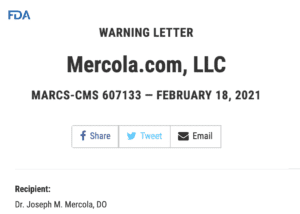 Screenshot of FDA warning letter