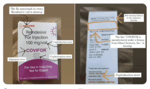 tweet showing flaws in packaging of fake Covifor