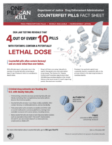 Pic of first page of DEA factsheet about fake pills