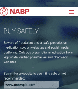 screenshot of NABP website search