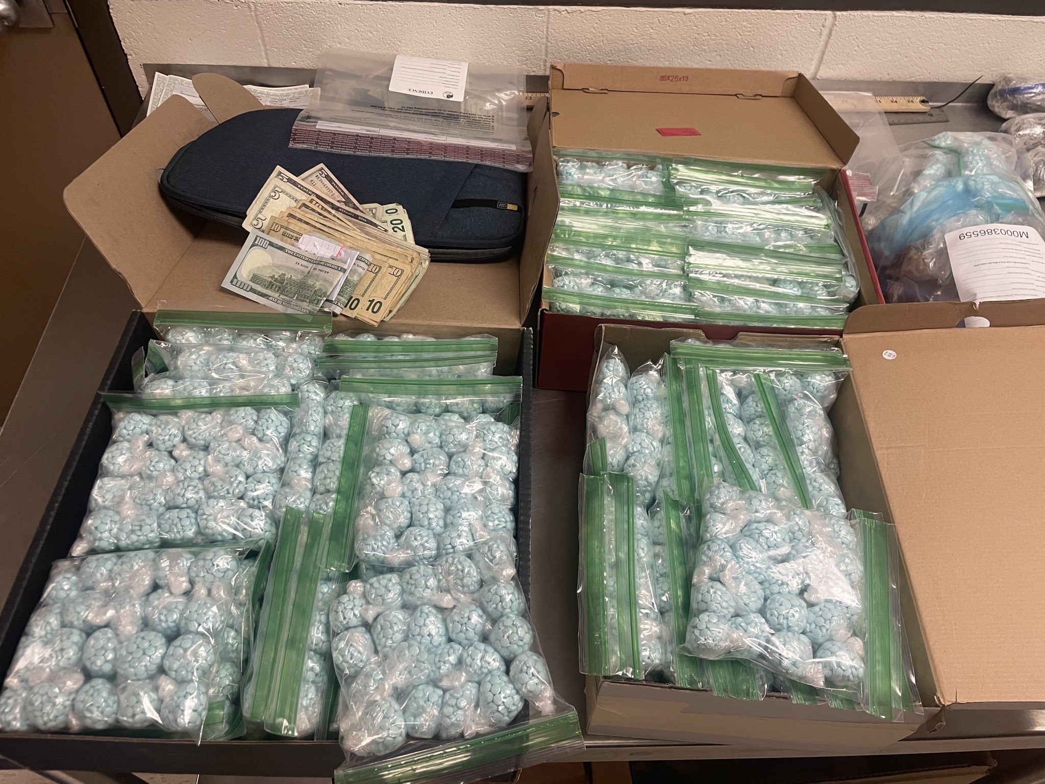Colorado law enforcement seized a total of 200,000 fentanyl pills in two separate busts in April and February. (Courtesy of 18th Judicial District)