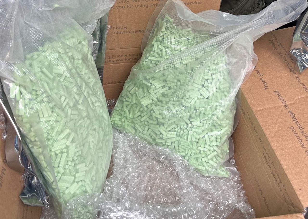The Morgan County sheriff's office said July 14, 2022, a multi-agency investigation in Decatur led to the confiscation of more than 10,000 controlled substance tablets. It included tablets laced with fentanyl. (Morgan County sheriff's office)