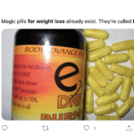 A pill bottle with yellow capsules spilled alongside it