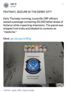 Tweet about CBP fentanyl seizure