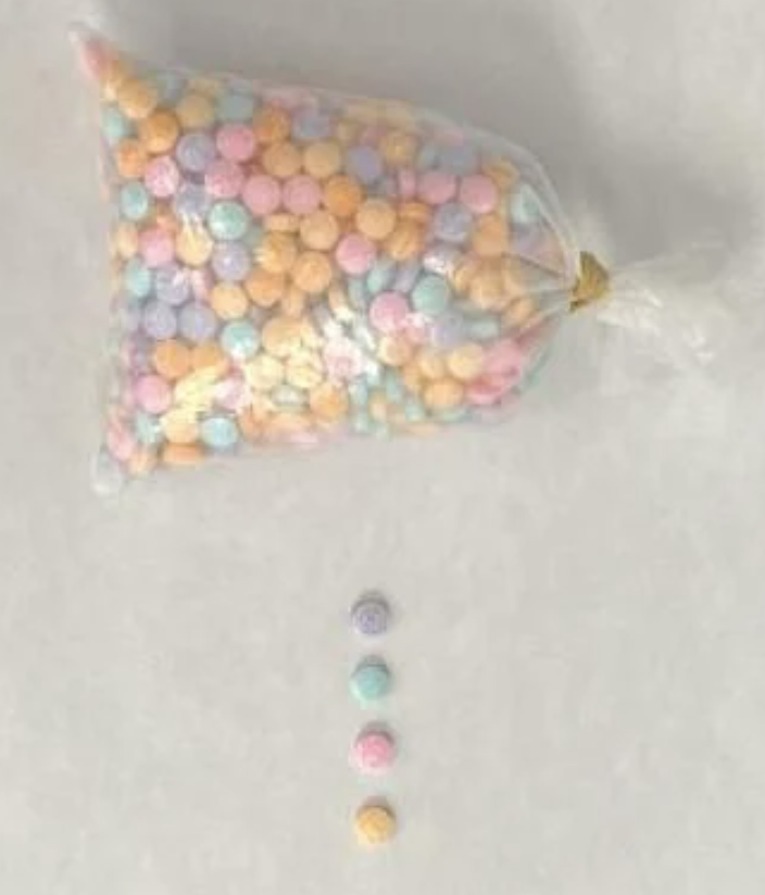 Fentanyl pills seized in August 2022, Morgantown, West Virginia
