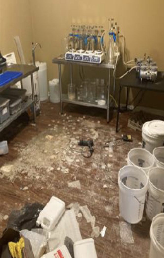 Photos showing conditions in Cochcroft’s laboratory (Sentencing memo, U.S. Attorney’s Office Western District of Virginia)

