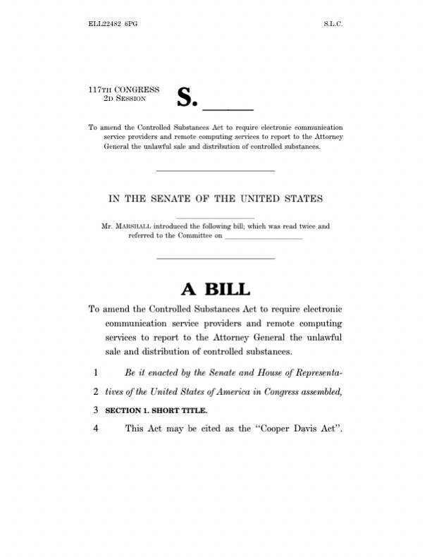 Image of the first page of a bill to Congress