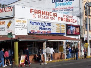 Image of a pharmacy in Nogales, Mexico from 2004