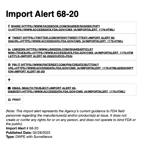 The FDA issued an import alert for Xylazine on February 28.