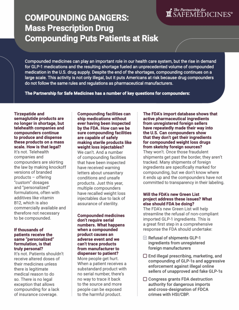 Compounding Risk List Counterfeit and compounded injected diabetes and obesity treatments ...