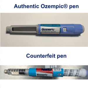 pictures of real and fake Ozempic pen