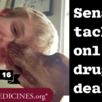A photo of a boy--Cooper Davis--smiling while a dog nuzzles him with a black caption that reads Forever 16 and a title - Senate Tackles Online Drug Dealers