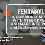 CDC branded poster that says Fentanyl is commonly mixed with other drugs and made into pills.