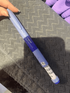 Lavender injection pen labelled liragluted