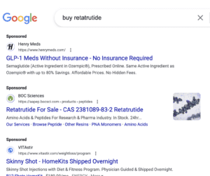 Google search results for retatrutide