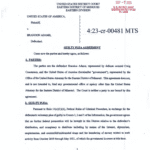 first page of Plea Agreement, USA v Adams