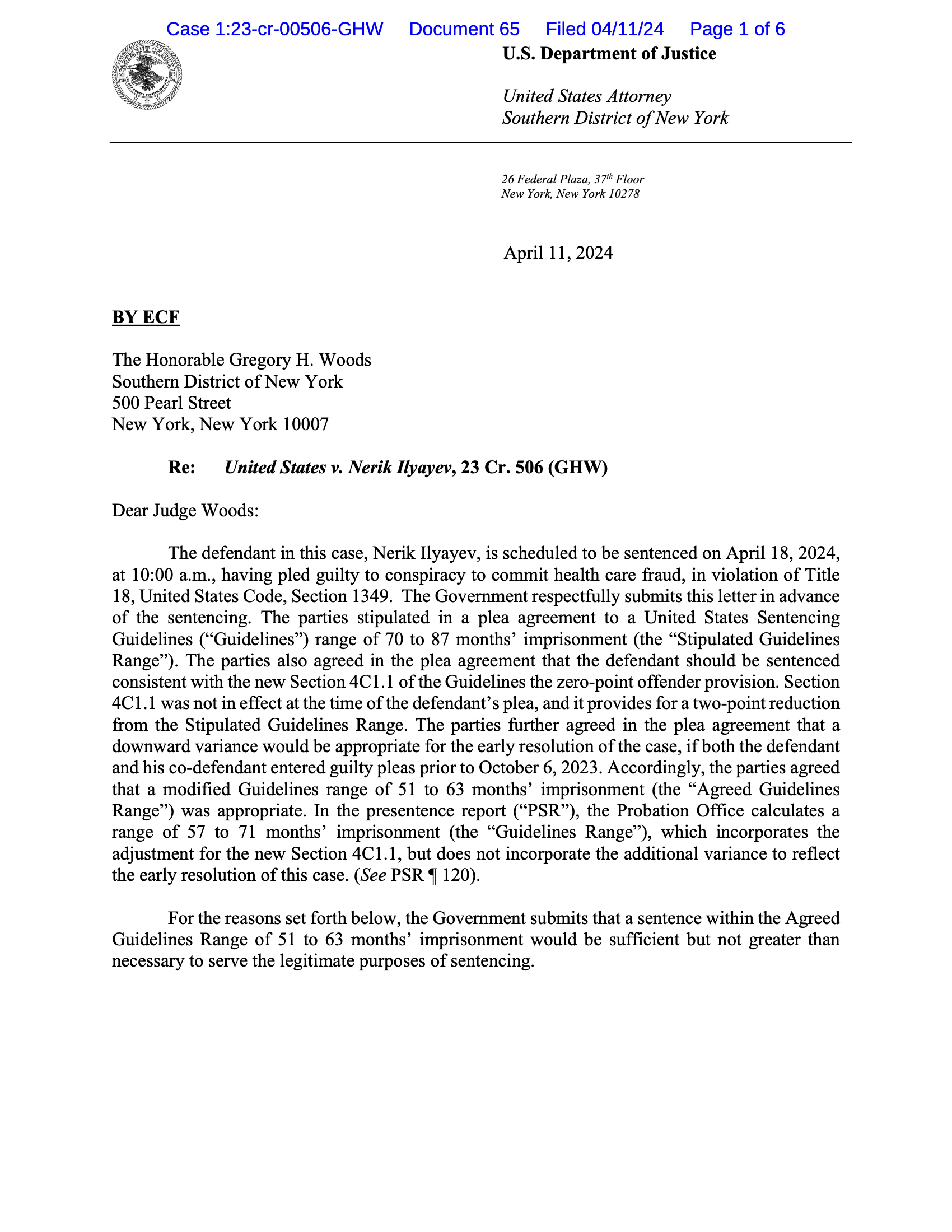 Nerik-Ilyayev-US-Sentencing-Memo