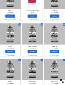 screenshot from a website selling vials of "research" semaglutide