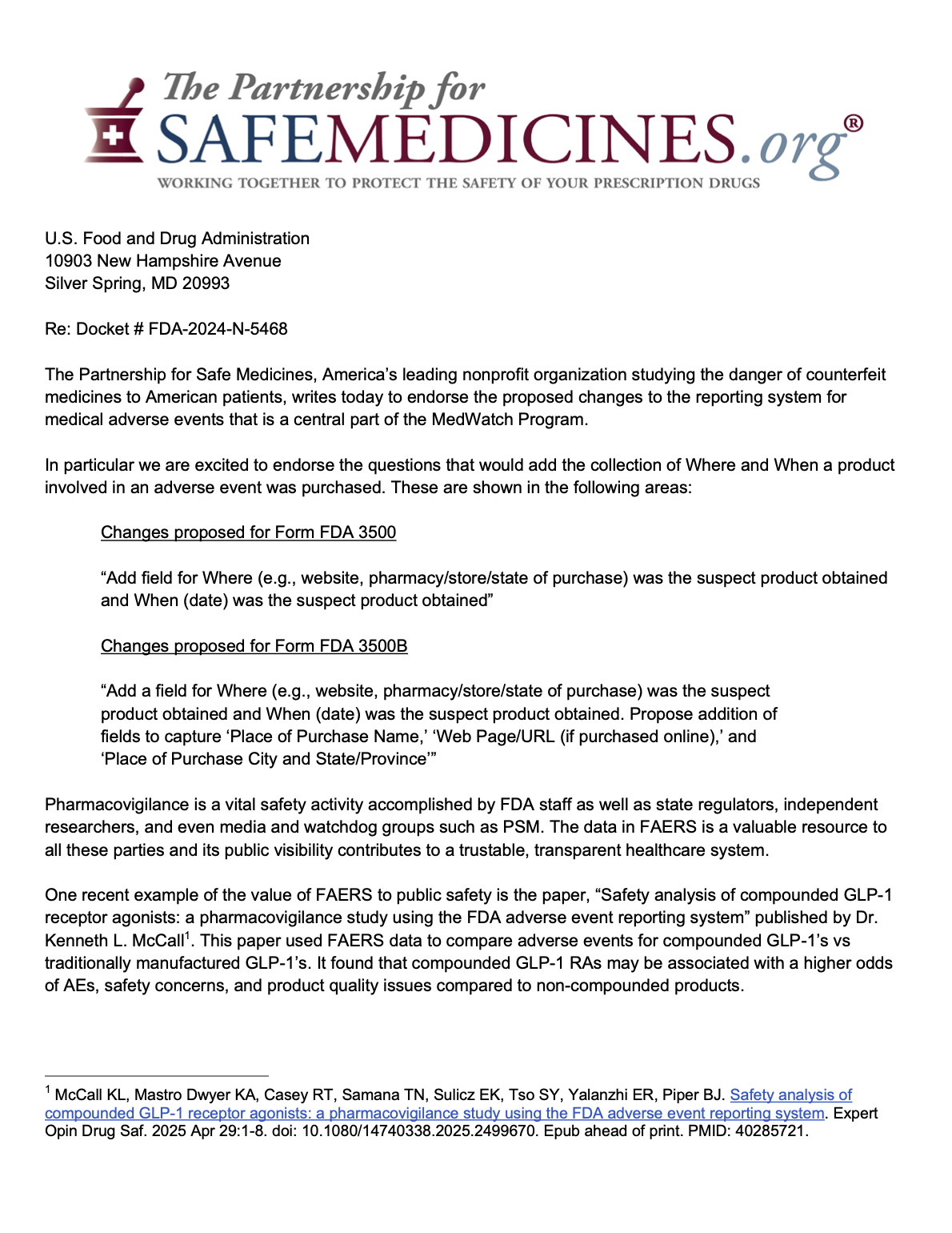 PSM-Medwatch-Comment-6-2025