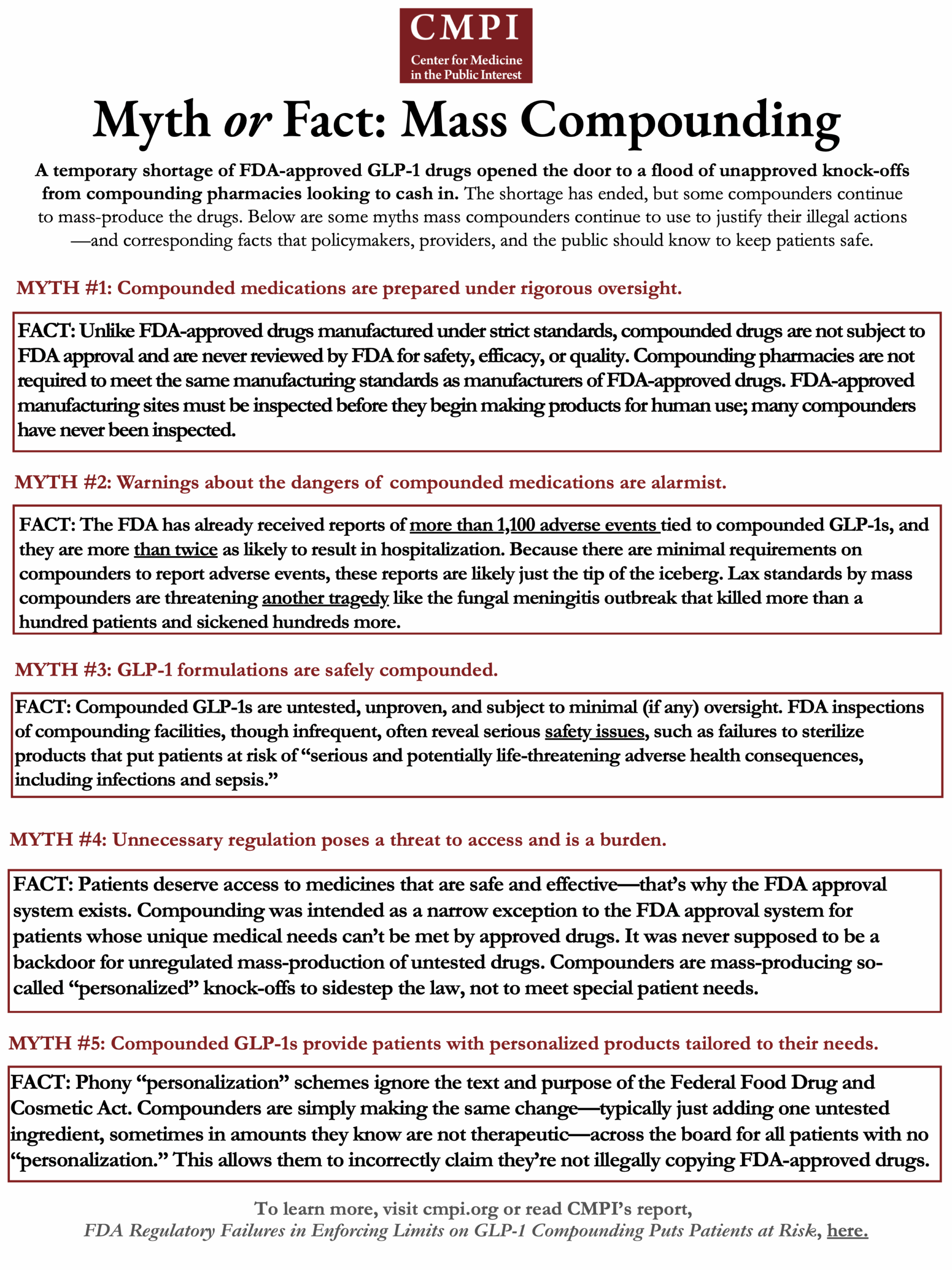 "Myth or Fact: Mass Compounding," Center for Medicine in the Public Interest, September 2025