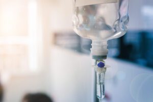 close up of an IV baf